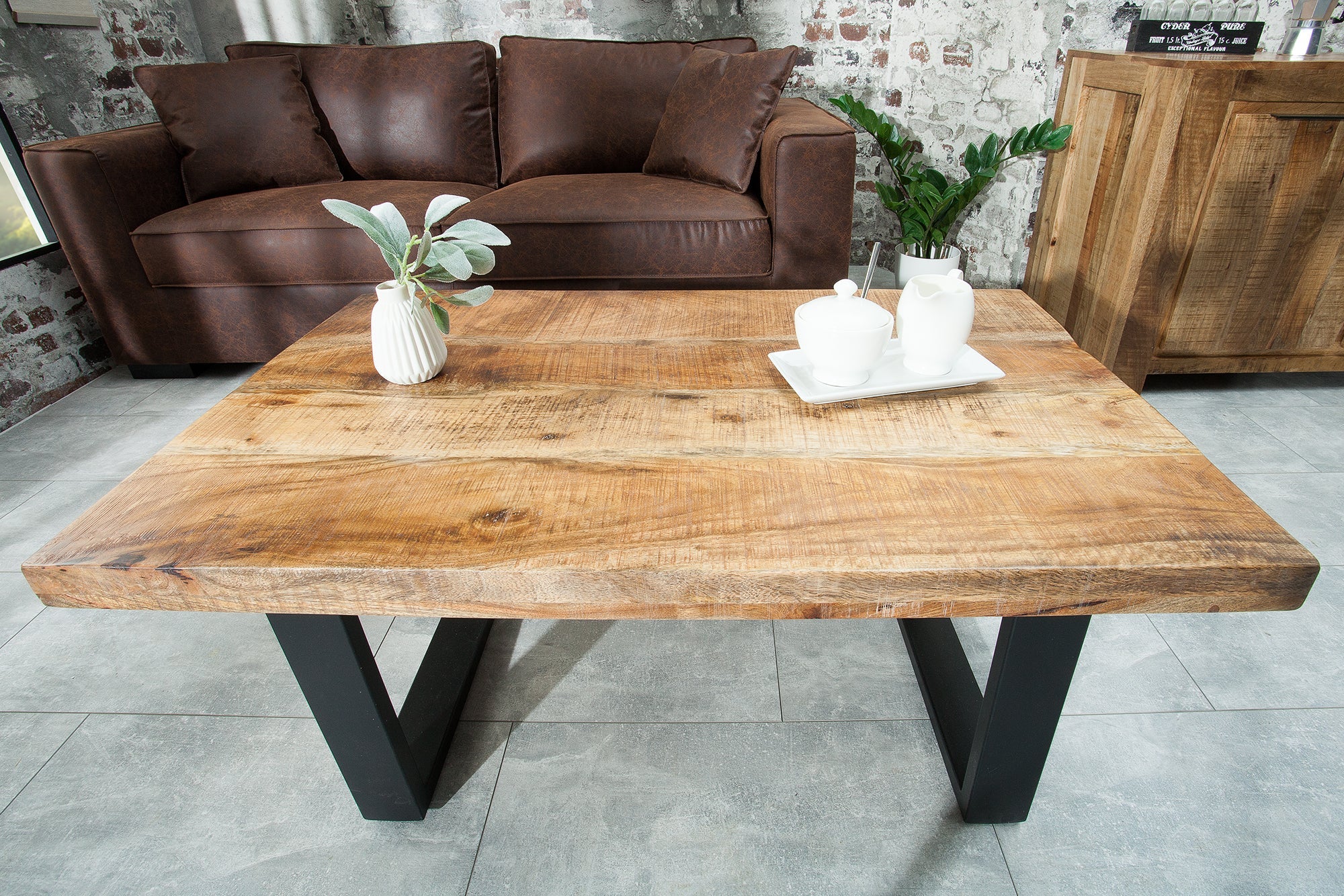 Coffee table IRON CRAFT 100cm mango natural industrial style