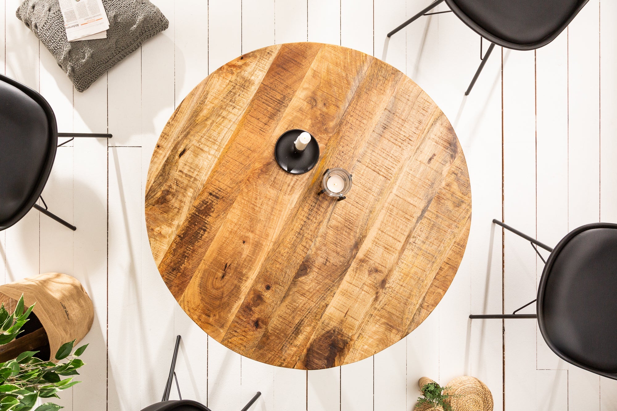 Dining table IRON CRAFT Ø 80cm round mango natural
