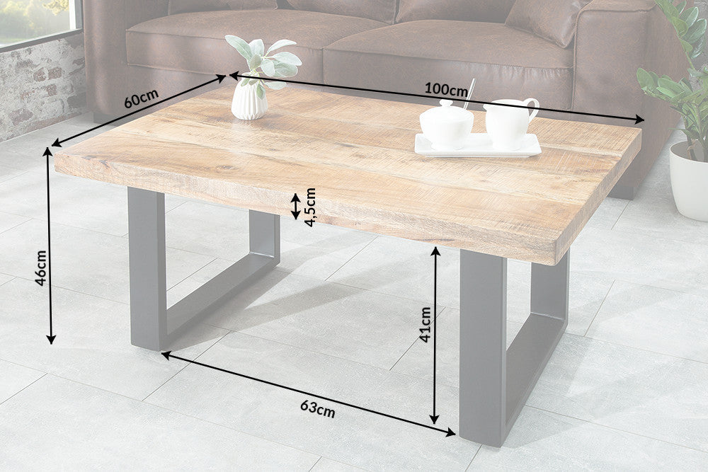 Coffee table IRON CRAFT 100cm mango natural industrial style