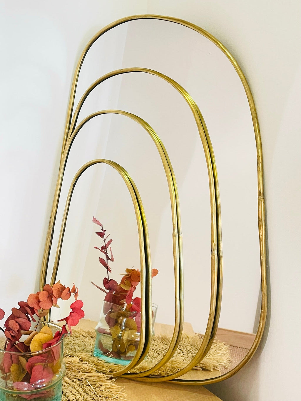 Miroir Trapèze Doré en Laiton