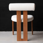 Chaise Design en Bois Massif et Tissu Bouclé