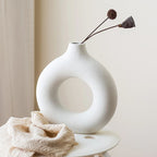 Vase circulaire en céramique blanc ~ LOUNA WHITE