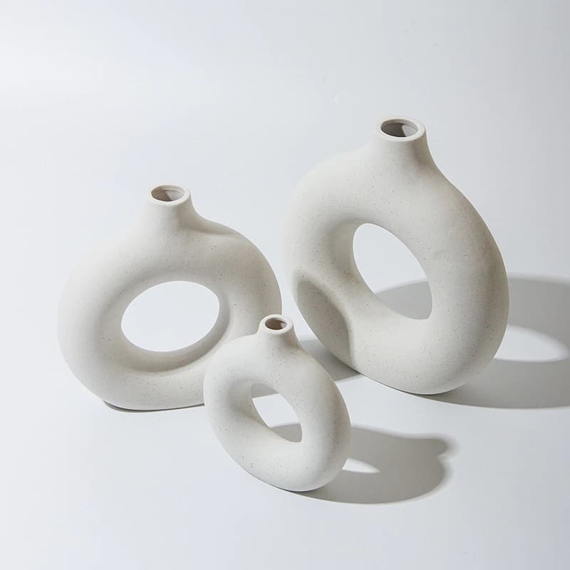 Vase circulaire en céramique blanc ~ LOUNA WHITE