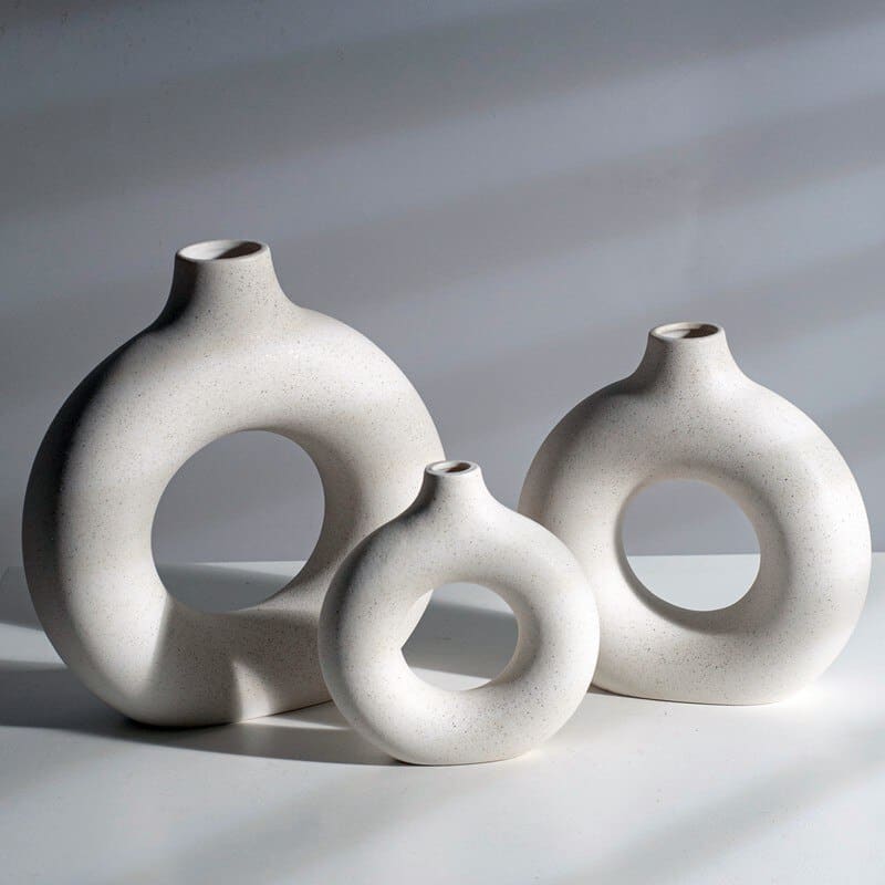 Vase circulaire en céramique blanc ~ LOUNA WHITE