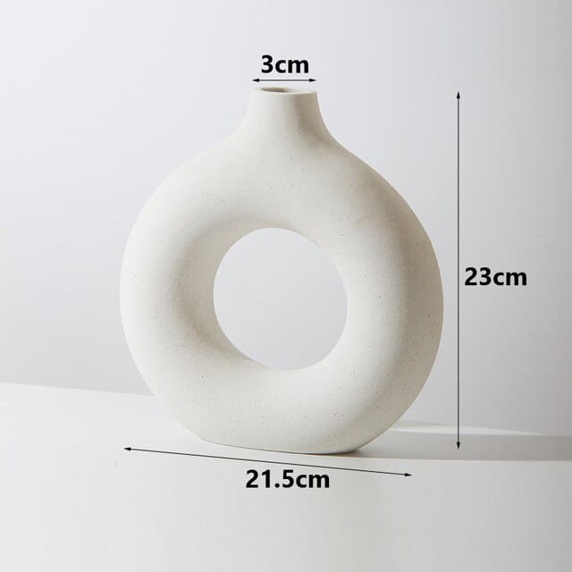 Vase circulaire en céramique blanc ~ LOUNA WHITE