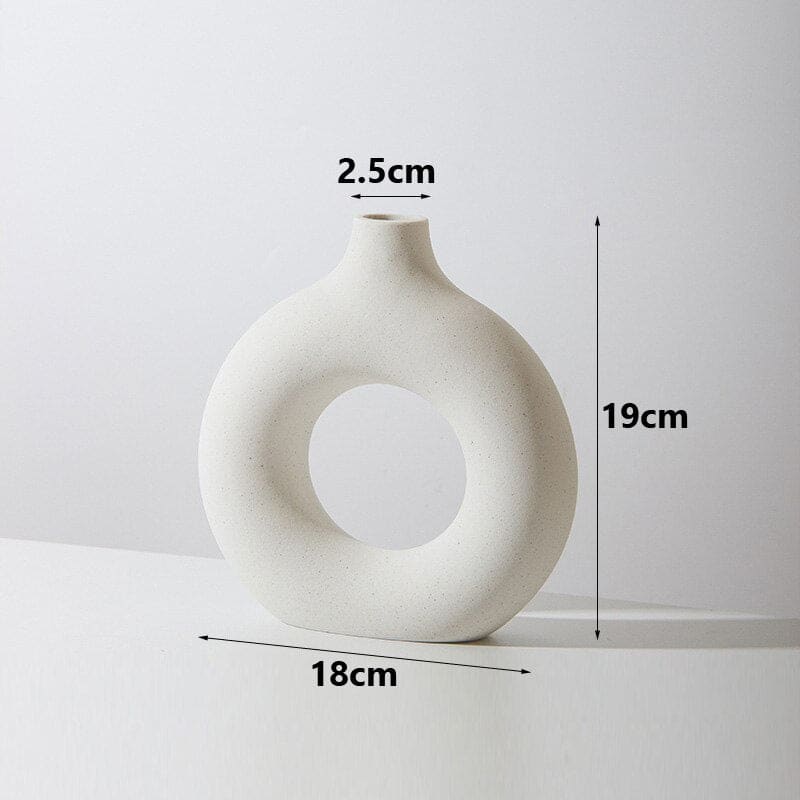 Vase circulaire en céramique blanc ~ LOUNA WHITE