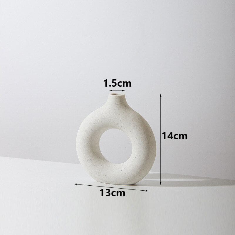 Vase circulaire en céramique blanc ~ LOUNA WHITE